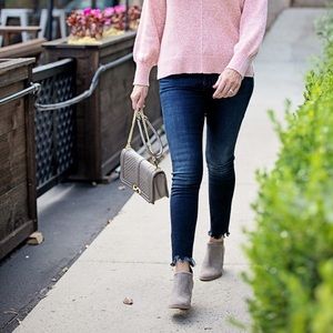 Frame denim le skinny raw hem blue jeans 24